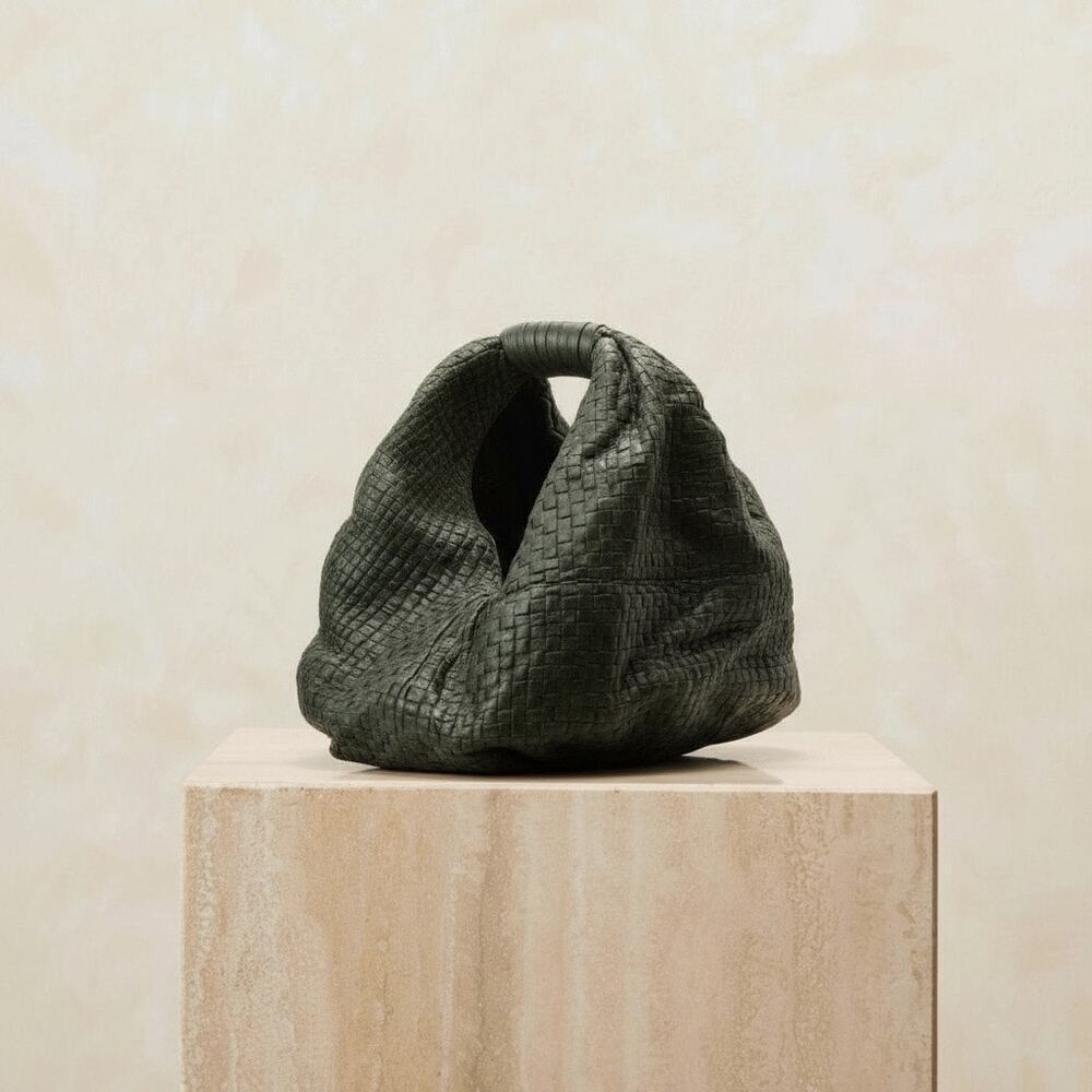 Cleobella Nia Woven Handbag Clutch Olive Green Hobo Slouchy